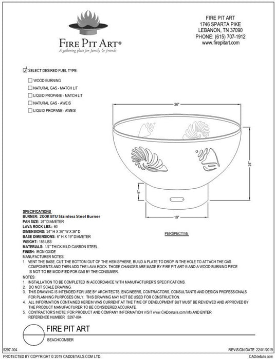 Fire Pit Art Beachcomber Gas Fire Pit