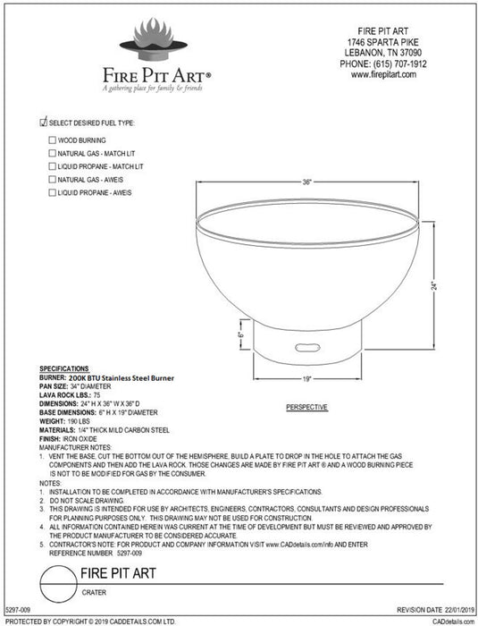 Fire Pit Art Crater Gas Fire Pit