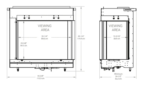 Faber MatriX 3326 Series Two-sided Right-facing Built-in Gas Fireplace