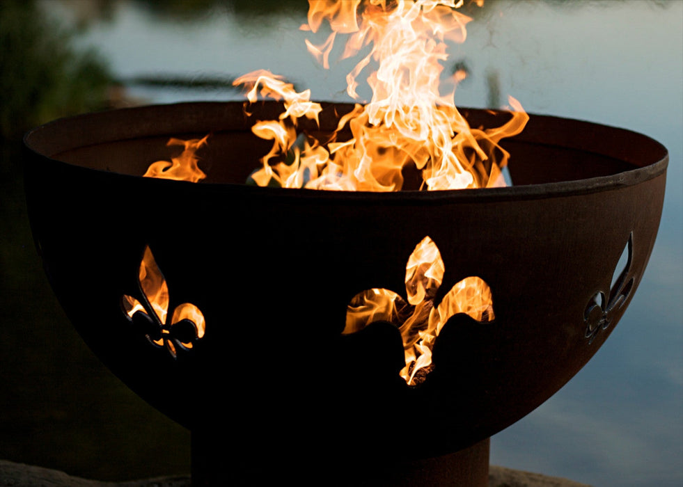 Fire Pit Art Fleur de Lis Wood Burning Fire Pit