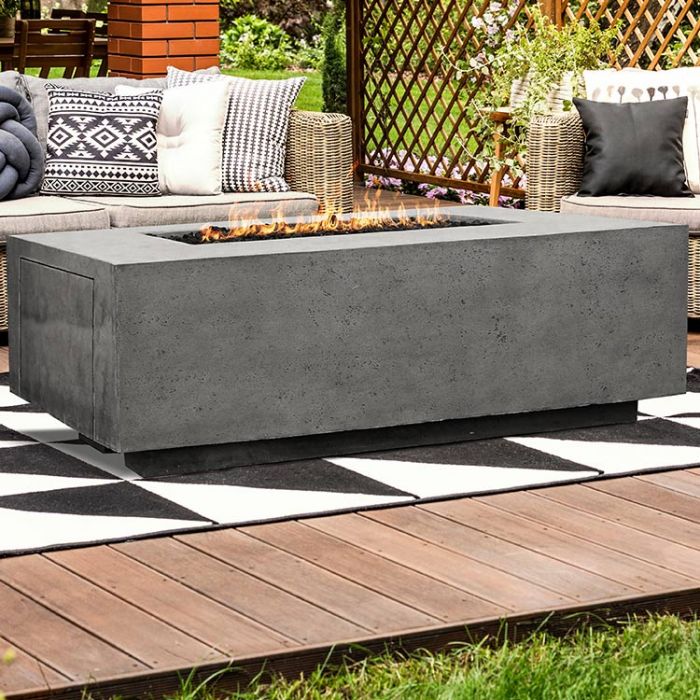 Prism Hardscapes Porto 58 Rectangular Concrete Propane Gas Fire Pit Table