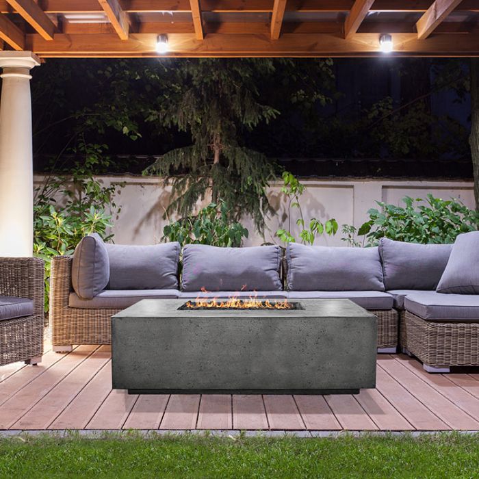 Prism Hardscapes Porto 58 Rectangular Concrete Propane Gas Fire Pit Table