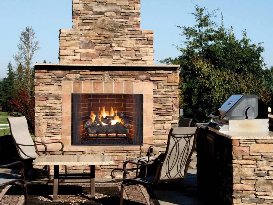 Superior Fireplace Smoky Weathered Oak Outdoor Vented Gas Logs | Dual-Burner | Front-View