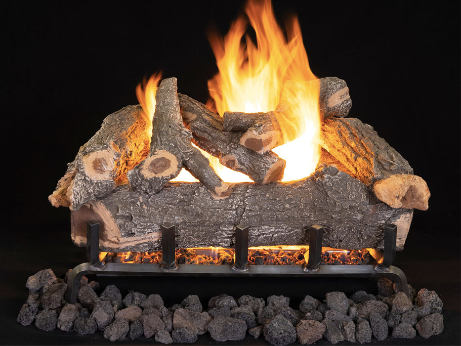 Superior Fireplace Smoky Weathered Oak Outdoor Vented Gas Logs | Dual-Burner | Front-View