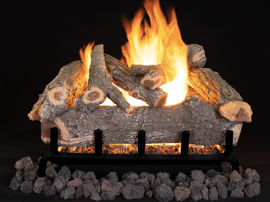 Superior Fireplace Smoky Weathered Oak Vented Gas Logs | Dual-Burner | Front-View