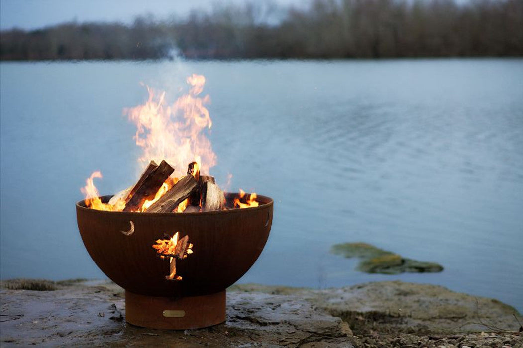 Fire Pit Art Tropical Moon Wood Burning Fire Pit