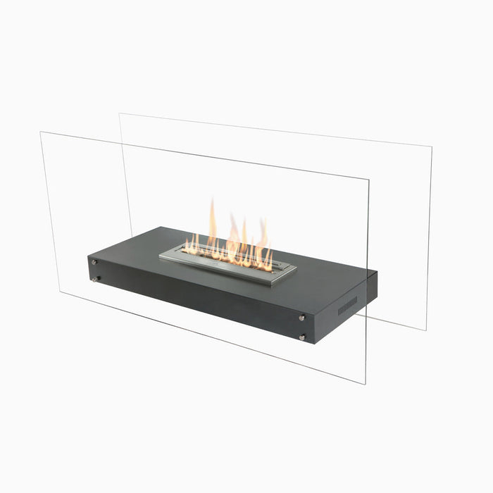 The Bio Flame Evoque 35" Freestanding See-Through Ethanol Fireplace