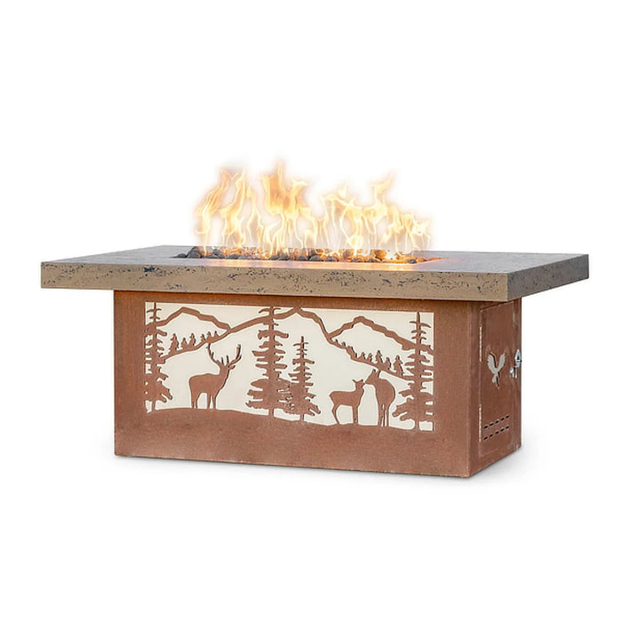 The Outdoor Plus- Outback Rectangle Deer Country Corten Steel Fire Table