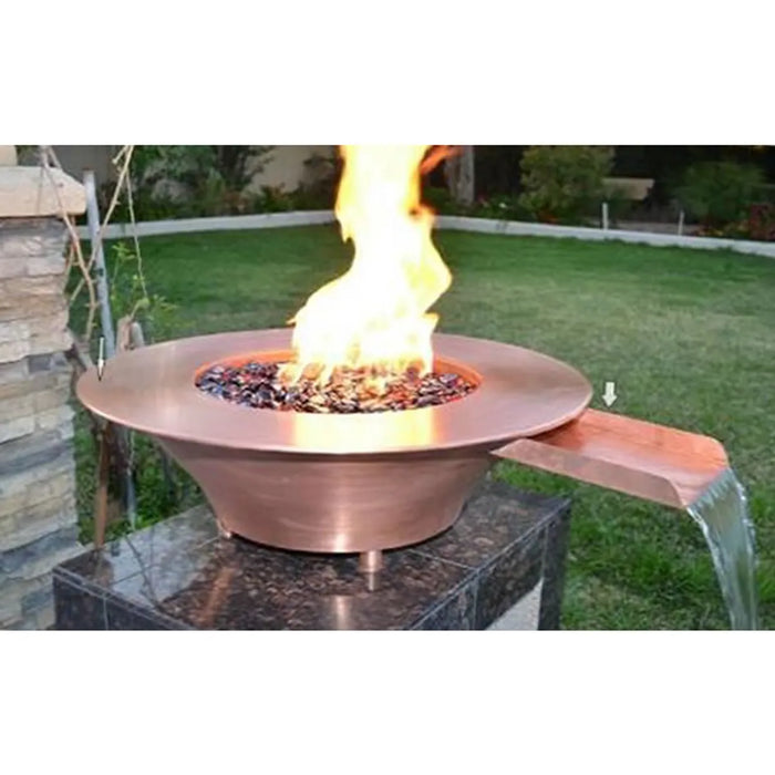 The Outdoor Plus- 36" x 12" Copper Fire & Water Bowl w/Electronic Ignition- LP