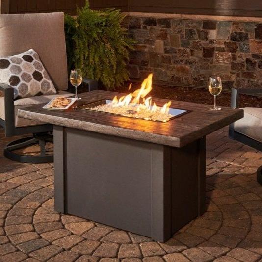 Outdoor Greatroom Driftwood Havenwood Rectangular Gas Fire Pit Table with Grey Base