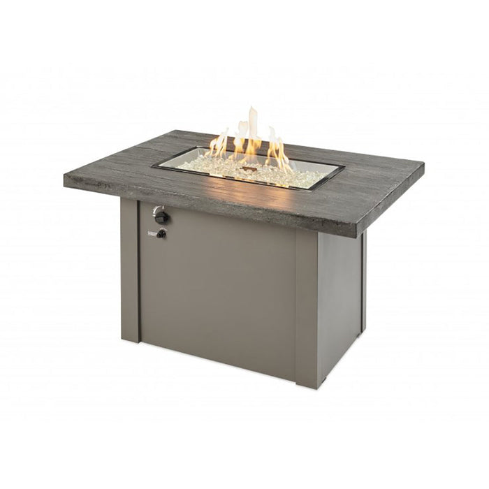 Outdoor Greatroom Stone Grey Havenwood Rectangular Gas Fire Pit Table with Grey Base