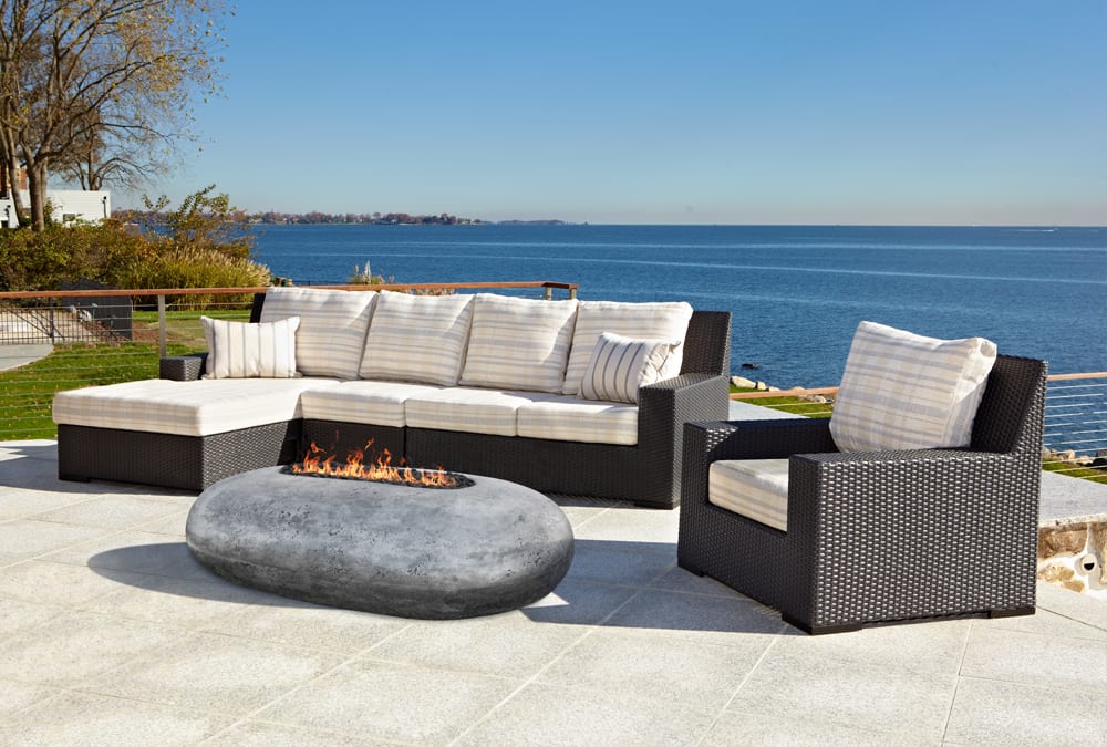 Prism Hardscapes Pebble 38" Oval Concrete Gas Fire Pit Table