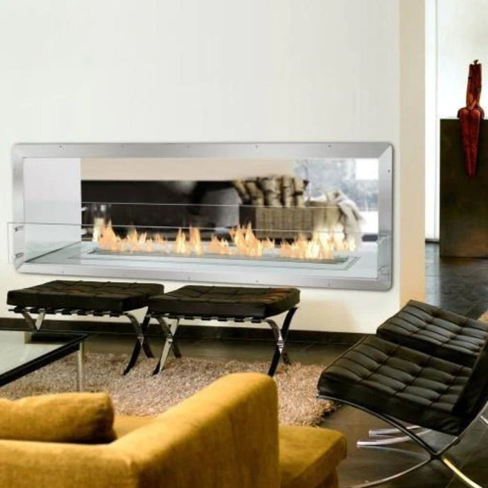 The Bio Flame 72" Firebox Double Sided Built-in See-Through Ethanol Fireplace