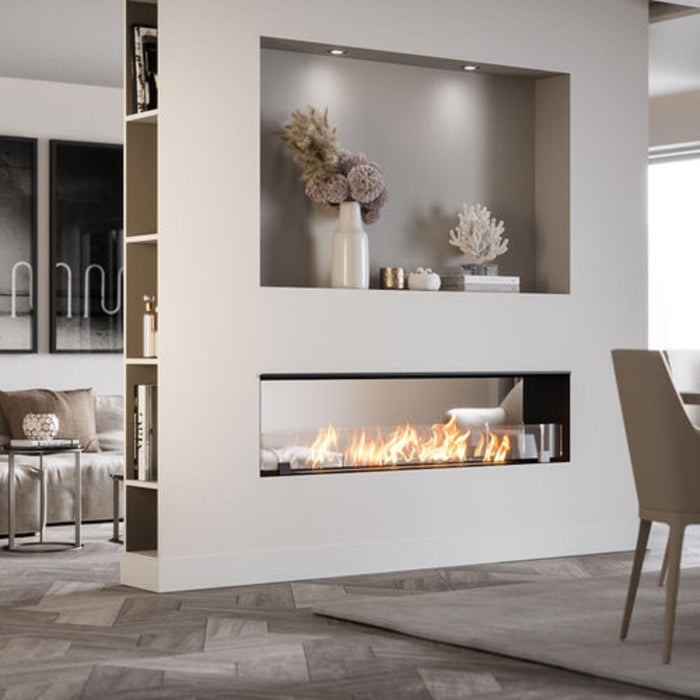 The Bio Flame 96" Smart Firebox Double Sided See-Through Built-in Ethanol Fireplace