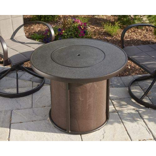 Outdoor Greatroom Brown Stonefire Round Gas Fire Pit Table