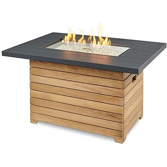 Outdoor Greatroom Darien Rectangular Gas Fire Pit Table with Aluminum Top