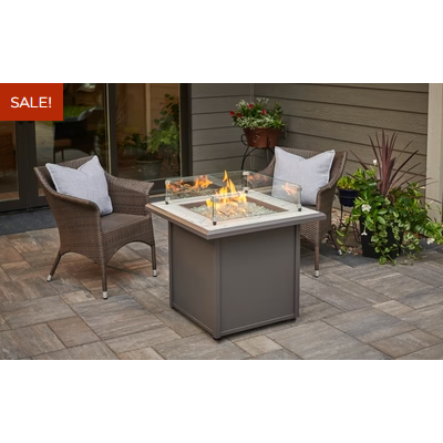 Outdoor Greatroom Vaughn Aluminum Square Gas Fire Table White Top with Grey Base