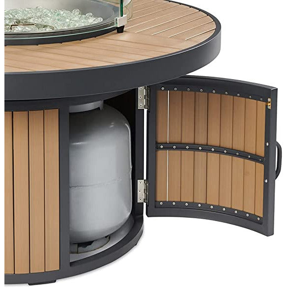 Outdoor Greatroom Light Tan Brooks Round Gas Fire Pit Table