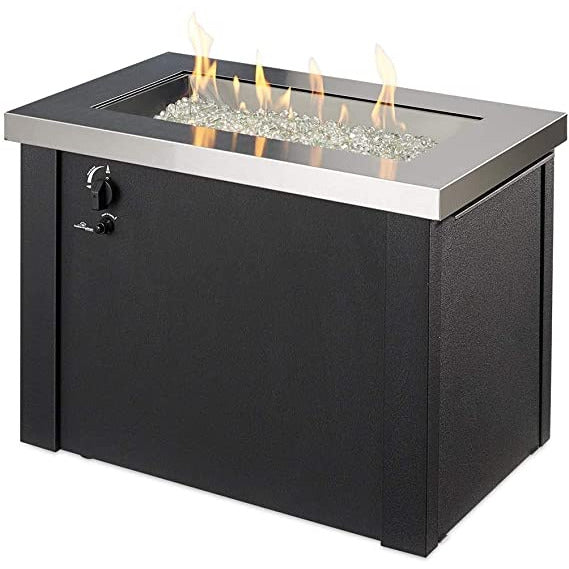 Outdoor Greatroom Stainless Steel Providence Rectangular Gas Fire Pit Table