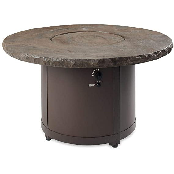 Outdoor Greatroom Marbleized Noche Beacon Round Gas Fire Pit Table