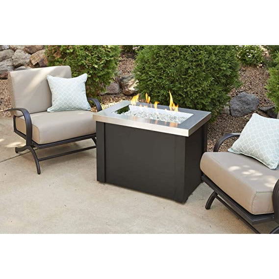 Outdoor Greatroom Stainless Steel Providence Rectangular Gas Fire Pit Table