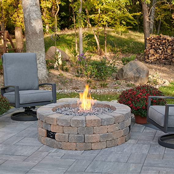 Outdoor Greatroom Bronson Block Round Gas Fire Pit Kit