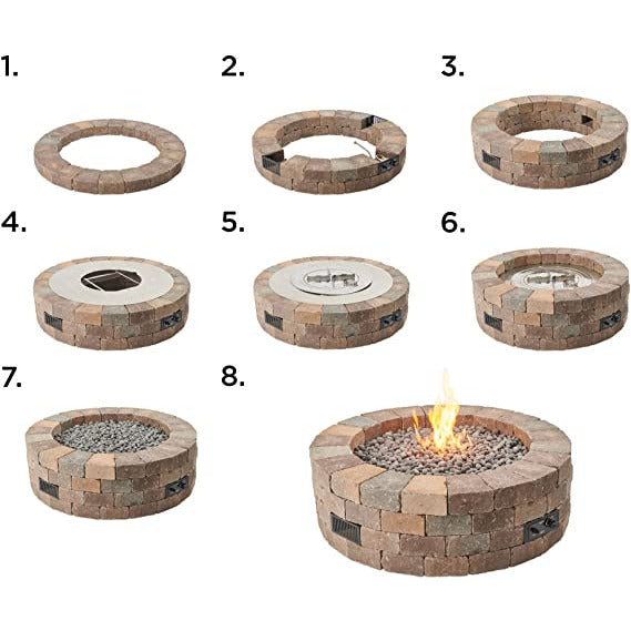 Outdoor Greatroom Bronson Block Round Gas Fire Pit Kit