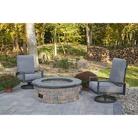 Outdoor Greatroom Bronson Block Round Gas Fire Pit Kit