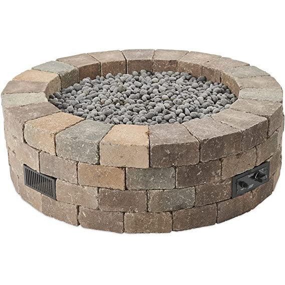 Outdoor Greatroom Bronson Block Round Gas Fire Pit Kit