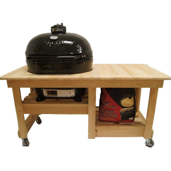 Primo Oval XL Jack Daniels Edition Charcoal Grill with Cypress Countertop Table