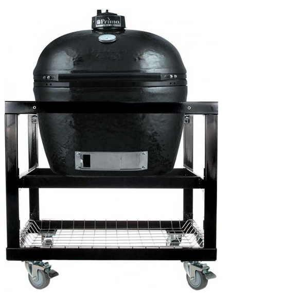 Primo Oval XL Charcoal Grill with Stainless Steel Cart