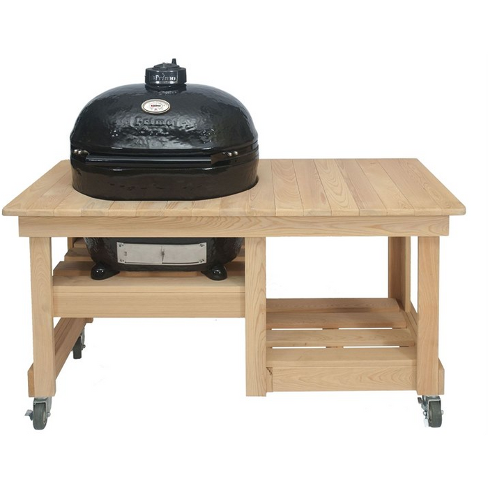 Primo Oval XL Charcoal Grill with Cypress Countertop Table