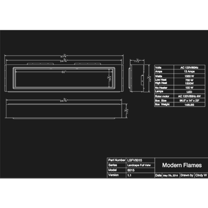 Modern Flames 40" Landscape Contemporary Electric Fireplace Fullview 2 Series Includes Free 2 Year Extended Warranty