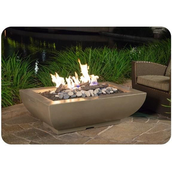 American Fyre Designs 435-BA-11-F4PC 50 Inch Bordeaux Rectangle Fire Bowl with AWEIS Valve, Black Lava, Propane Gas