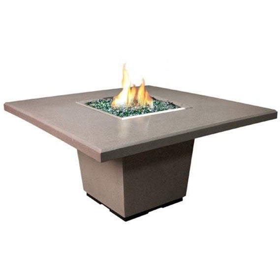 American Fyre Designs 642-BA-SP-M6PC Reclaimed Wood 29 Inch Cosmo Square Dining Firetable, Silver Pine, Propane Gas