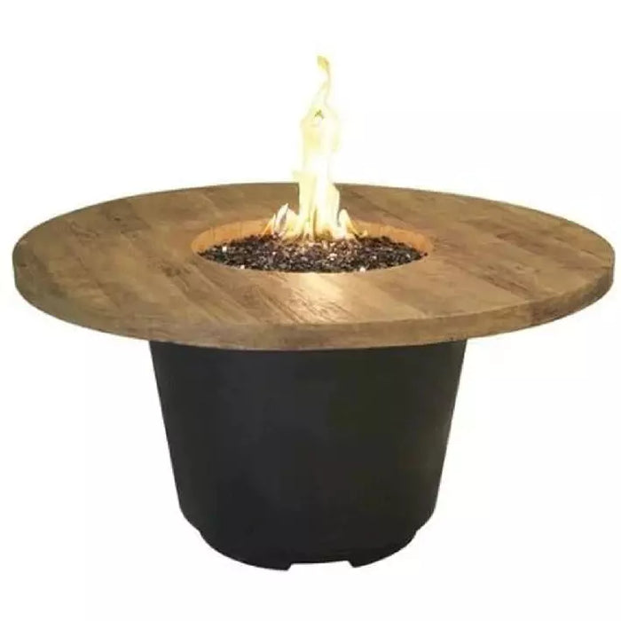 American Fyre Designs 645-BA-FO-M2NC Reclaimed Wood 24 Inch Cosmo Round Firetable, French Barrel Oak, Natural Gas