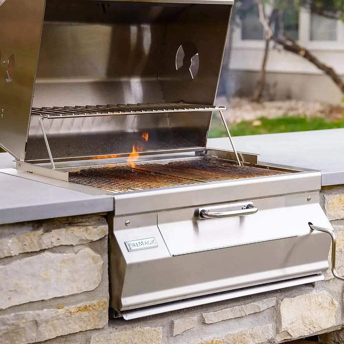 Fire Magic Grill 24" Legacy Built-In Charcoal Grill w/ Analog Thermometer 12-SC01C-A