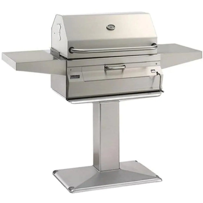 Fire Magic Grill 24" Legacy Charcoal Grill On Patio Post w/ Analog Thermometer 22-SC01C-P6