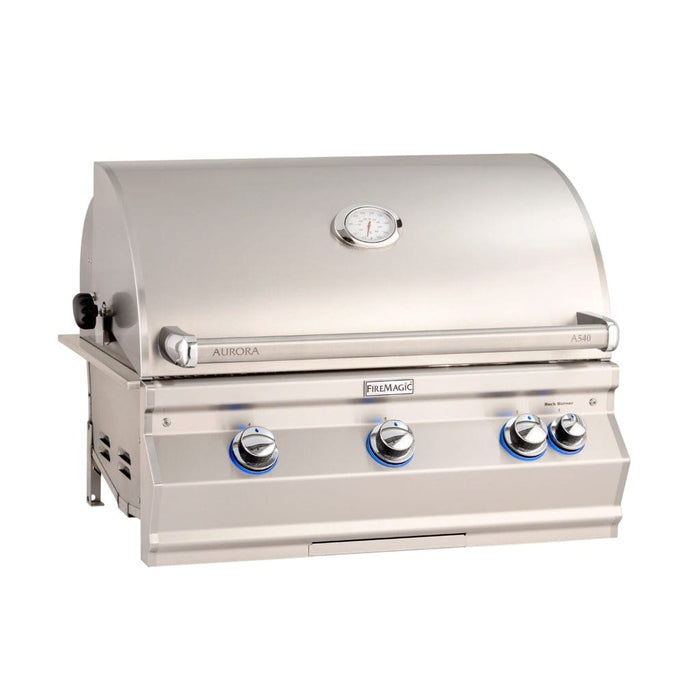 Fire Magic Grill 30" 3-Burner Aurora A540i Built-In Gas Grill w/ Analog Thermometer & Rotisserie Back Burner