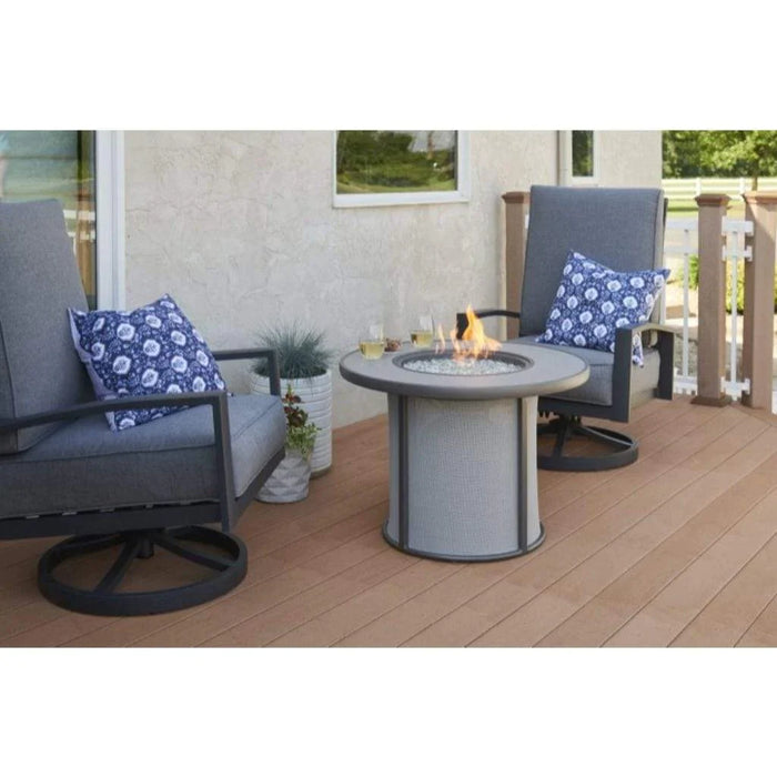 Outdoor Greatroom Grey Stonefire Round Gas Fire Pit Table